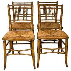 English Faux Bamboo Dining Chairs